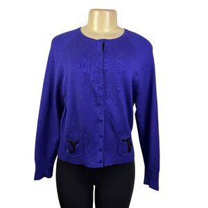Pendleton Womens Purple Silk & Cashmere Cardigan Sweater Button Front Sz M Petit